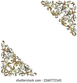 Vektor Damast Vintage Barock Scroll Ornament wirl. viktorianischer Monogramm-Heldenschild wirbelt. Retro Blumenblatt Muster Rand Blätter antiken Akanthus-Kalligrafie graviert Tattoo.