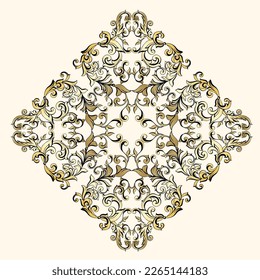 Vector damask vintage baroque scroll ornament swirl. Victorian monogram heraldic shield swirl. Retro floral leaf pattern border foliage antique acanthus calligraphy engraved tattoo.