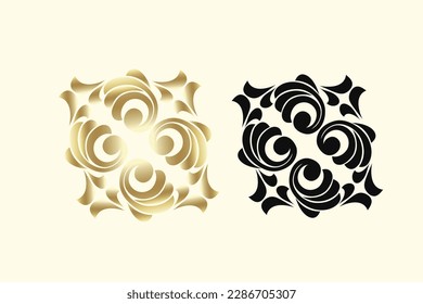 Vector damask vintage baroque scroll ornament swirl. Victorian monogram heraldic shield swirl. Retro floral leaf pattern border foliage antique  acanthus calligraphy engraved tattoo.Tile decor element