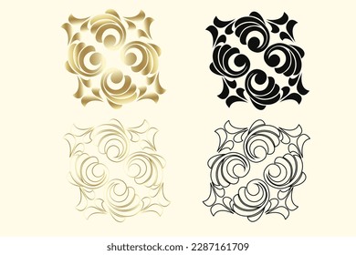 Vektor Damast Vintage Barock Scroll Ornament wirl. viktorianischer Monogramm-Heldenschild wirbelt. Retro Blumenmuster Muster Rand Blätter antiken Akanthus-Kalligrafie Gravur Tattoo.Tile Dekorelement