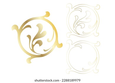 Vektor Damast Vintage Barock Scroll Ornament wirl. viktorianischer Monogramm-Heldenschild wirbelt. Retro Blumenmuster Muster Rand Blätter antiken Akanthus-Kalligrafie Gravur Tattoo.Tile Dekorelement
