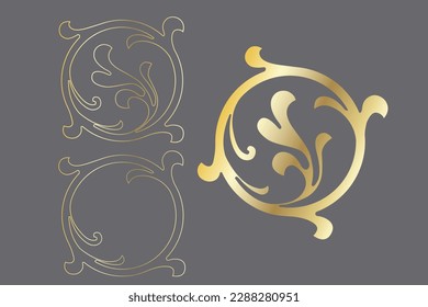 Vector damask vintage baroque scroll ornament swirl. Victorian monogram heraldic shield swirl. Retro floral leaf pattern border foliage antique  acanthus calligraphy engraved tattoo.Tile decor element
