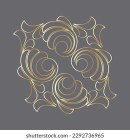 Vector damask vintage baroque scroll ornament swirl. Victorian monogram heraldic shield swirl. Retro floral leaf pattern border foliage antique  acanthus calligraphy engraved tattoo.Tile decor element