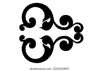 Vector damask vintage baroque scroll ornament swirl. Victorian monogram heraldic shield swirl. Retro floral leaf pattern border foliage antique  acanthus calligraphy engraved tattoo.Tile decor element