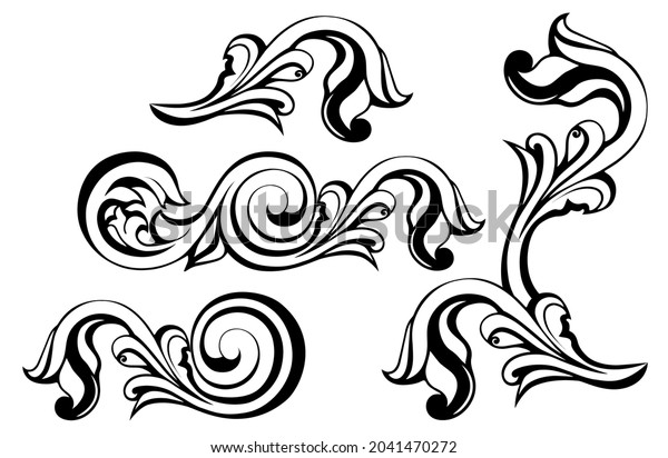 Vector Damask Vintage Baroque Scroll Ornament Stock Vector (Royalty ...