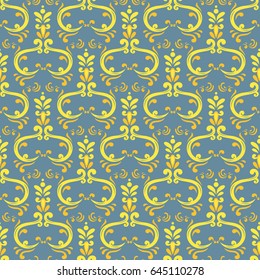Vector damask vintage seamless pattern background.