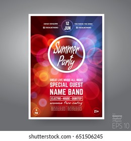 Vector Dance Club Night Summer Party Flyer Brochure Layout Template