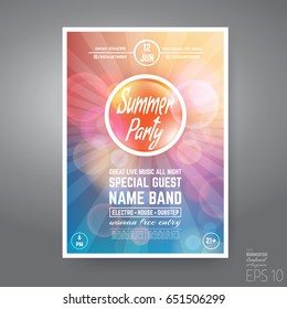 Vector Dance Club Night Summer Party Flyer Brochure Layout Template
