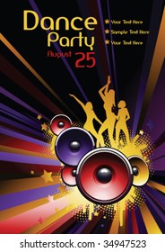 Vector dance party flyer with copy space