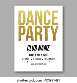Vector dance party flyer golden style template.