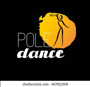 Vector dance studio logo isolated. Modern dance club, dance floor icon. Woman, lady, girl silhouette hand drawn. Contour drawing. Disco bar, club logo. Pole dance. Dance school insignia.