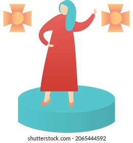 Vector dancer on stage. Ballerina dance ballet icon. Concert or theater performance. Young girl dancing flamenco. Professional performer under spotlight