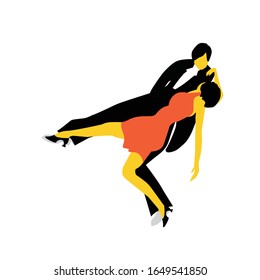Vector dancers of the 20s. Retro Charleston design. Couple in art deco style dancing tango. Vintage party or thematic wedding invitation template.