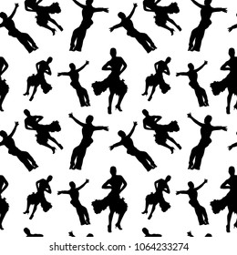 Vector dancers silhouettes. Seamless pattern