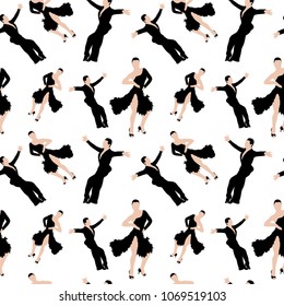 Vector dancers silhouettes. Seamless pattern