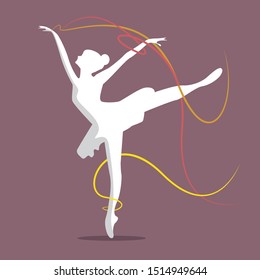 
vector dancing ballerina and colored lines