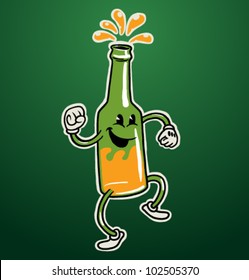 vector dancing  beer bottle