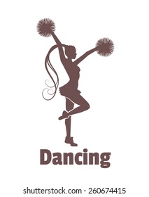 Vector dancing girl illustration. Creative graphic design logo element illustration. Isolated on white background.