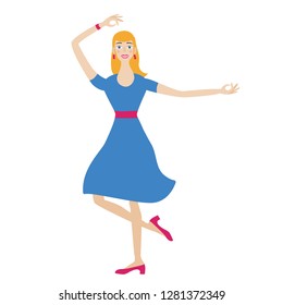 Vector dancing girl isolated