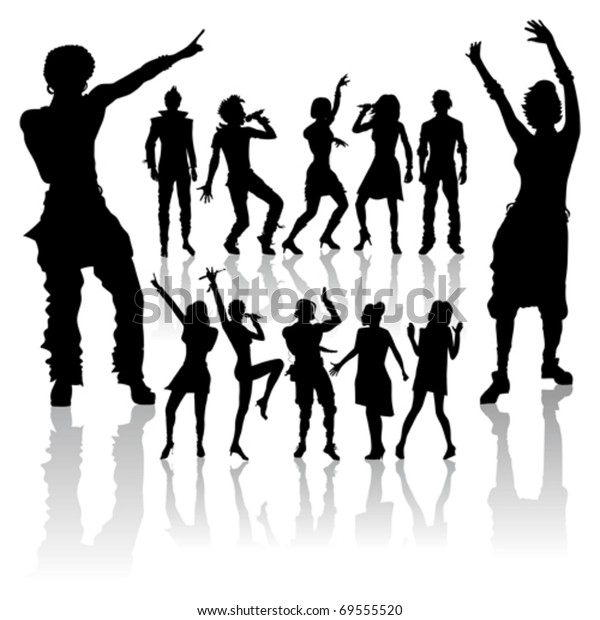 Vector Dancing Singing Peoples Silhouette New Stock Vector (Royalty ...