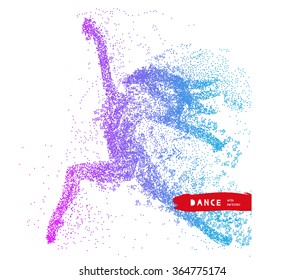 Vector Dancing woman illustration made from particles. Multicolored vector illustration