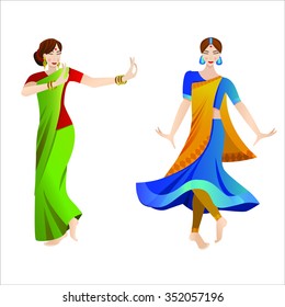 Vector with dancing young Indian woman for your design
