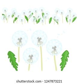 vector dandelion flowers cute icons big set