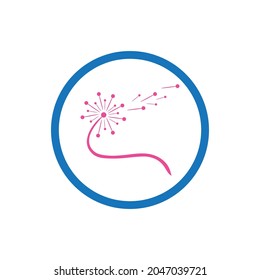 diseño del logotipo del vector de Dandelion y de la ilustración de la flor del símbolo