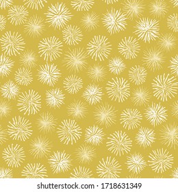 Vector dandelion seamless floral background. Abstract mustard yellow pattern great for wallpaper, fabric and gift wrap.