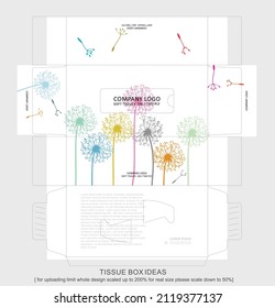 Vector dandelion silhouette tissue box, template for business purpose. Place your text and logo and ready to go for print