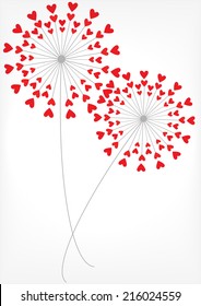 vector dandelions with hearts