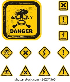 the vector danger grunge buttons