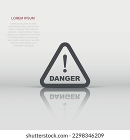 Vector danger icon in flat style. Attention caution sign illustration pictogram. Danger business concept.