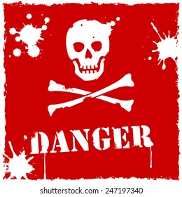 Vector danger icon red and white