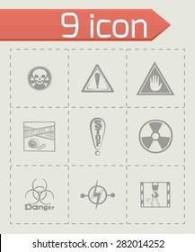 Vector Danger icon set on grey background