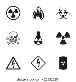 Vector danger icons set on white background