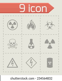 Vector danger icons seton grey background