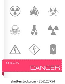 Vector danger icons seton grey background