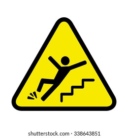 vector danger sign of a person falling down the stairs