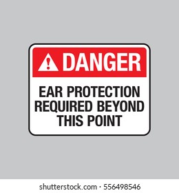 A vector danger sign warning you that hearing protection is required. This simple sign is used to enforce health and safety standards.