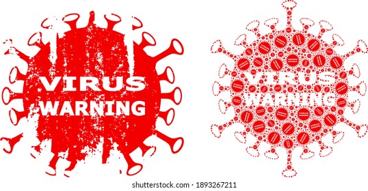 Vector danger virus mosaic is done from randomized fractal danger virus items. Scratched danger virus icon. Fractal mosaic from danger virus.