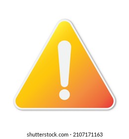 Vector danger or warning symbol. Paper sticker isolated. Triangular warning hazard symbol isolated.