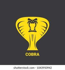 vector dangerous cobra snake head with hood logo design template. danger king cobra icon. viper orange silhouette isolated on black