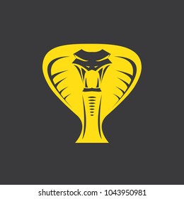 vector dangerous cobra snake head with hood logo design template. danger king cobra icon. viper orange silhouette isolated on black