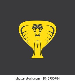 vector dangerous cobra snake head with hood logo design template. danger king cobra icon. viper orange silhouette isolated on black