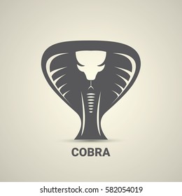vector  dangerous cobra snake with hood logo design template. danger king cobra icon. viper black silhouette isolated on grey