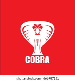 vector dangerous cobra snake with hood logo design template. danger king cobra icon. viper white silhouette isolated on red