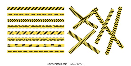 Vector Dangerous Ribbons Isolated on White Background, Brush Template, Under Construction Cross Line.