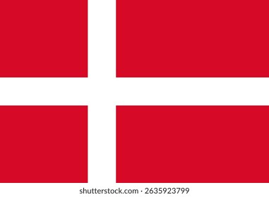 Vector Danish flag with white cross. For design websites, souvenirs, infographics ets.