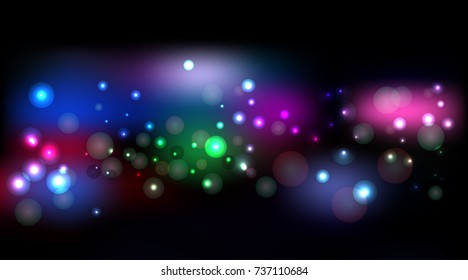 Vector dark abstract background with bokeh.